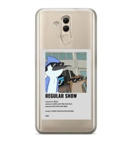 Huawei Mate 20 Lite Uyumlu Regular Show Mordecai ve Rigby Desenli Şeffaf Telefon Kılıfı