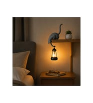 Modern & Şık - Minimalist Kedi Tasarımlı Dekoratif Raf Lambası – Gece Lambası