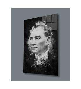 Miyrem Glasses Collection -A1^#  Atatürk Portresi Uv Baskılı Cam Tablo (Çok Renkli)