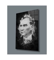 Miyrem Glasses Collection -A1^#  Atatürk Portresi Uv Baskılı Cam Tablo (Çok Renkli)