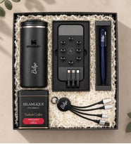 Stanley Termos Powerbank Şarj Kablosu Işıklı Kalem Kahve Premium Hediye Kutusu