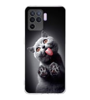 PrintiFy Oppo A94  ile Uyumlu 1mm Slim Fit Kedi 2 050c Baskılı Şeffaf  Kılıf