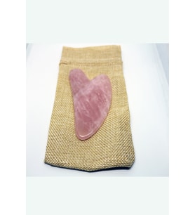 Pembe Kuvars Taşı Kalp Gua Sha Yüz Bakımı ( Özel Kesesinde )