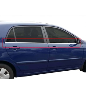 Corolla 9 Uyumlu E120 Cam Çıtası 4 Parça Krom 2003-2007