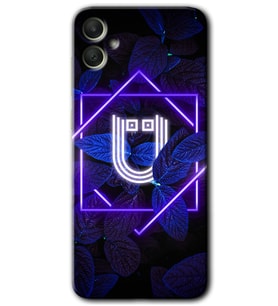 Galaxy A05 Kılıf HD Desen Baskılı Kılıf - Dark Neon Yaprak Ü Harfi
