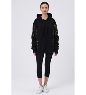 ALEXANDERGARDI KAPÜŞONLU OVERSİZE SWEATSHIRT (E22-75200) (Siyah)