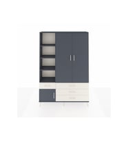 Arges Dolap 5 Raflı 4 Çekmeceli Tek Askılı 132x30x195 Antrasit-Antrasit/Aytaşı