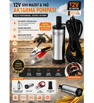 12 Volt Bakır Sargı Sıvı Transfer Pompası Dalgıç Pompa Mazot Pompası - Su - Süt - Sıvı