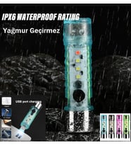 10 Watt 2500 Lümen Ultra Güçlü 6 Mod Kırmızı İkaz Işıklı Şarjlı El Feneri / Polis Feneri
