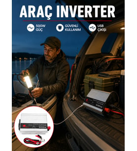 500W Araç İnverter Aküden Priz Dönüştürücü