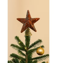 15 cm Bronz Pullu Yaylı Yıldız Ağaç Tepelik – Işıltılı Yılbaşı Ağaç Süsleme Modeli
