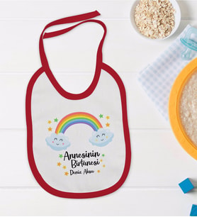 BK Kids Kişiye Özel Annesinin Bir Tanesi Tasarımlı Kırmızı Bebek Mama Önlüğü-1