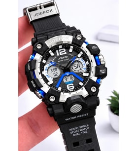 Joefox Digital Ve Analog 2 Yıl Garantili Kronmetre+Takvim+Alarm+Aydınlatma Erkek Kol Saati JOE.Y6