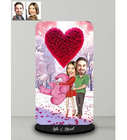 Kişiye Özel Sevgililer Günü Karikatür Ahşap Biblo Model 8-3