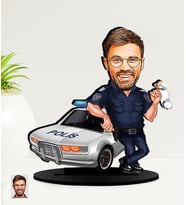 Kişiye Özel Polis  Karikatürlü  Mdf Biblo (Çok Renkli)