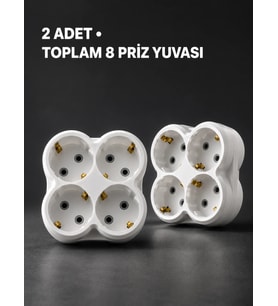 Duvar Tipi 4 Çıkışlı Priz Çoğaltıcı Kablosuz Kompakt Tasarım 2 Adet