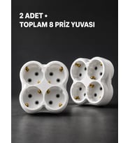Duvar Tipi 4 Çıkışlı Priz Çoğaltıcı Kablosuz Kompakt Tasarım 2 Adet