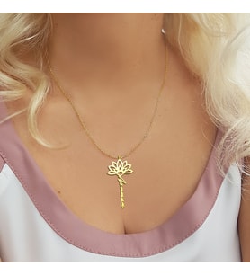 Vaoov 925 Ayar Gümüş Lotus İsim Kolye (Gold)