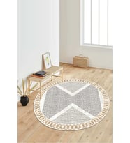 Dijital Baskılı Kaymaz Taban Yıkanabilir Yuvarlak Salon Halısı Koridor Halısı Paspas NDY-HT-170 (Gold)