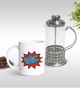 BK Gift Kişiye Özel Süper Baba Tasarımlı Kupa & French Press Seti-2 (Model 1)
