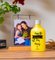 Kişiye Özel Ahşap Standlı Fotoğraflı Çerçeve ve Freshleaf 200ML Kolonya & Model no:898 (Sarı)