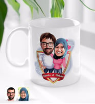 BK Gift Kişiye Özel İsimli Sevgililer Karikatürlü Beyaz Kupa Bardak-58