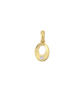 14 Ayar Altın Tek Taşlı Oval Kolye Ucu 0,76 gr
