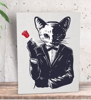 BK Gift Godfather Cat Tasarımlı Dekoratif Mini Kanvas Tablo 15x20cm-1