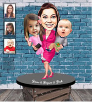 Kişiye Özel Aile Karikatürlü Ahşap Biblo  Mod-5-Eco