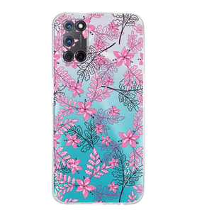PrintiFy Oppo A52 Uyumlu Kamera Korumalı Floral Pembe Tasarımlı Şeffaf Silikon Kılıf