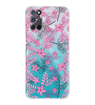 PrintiFy Oppo A52 Uyumlu Kamera Korumalı Floral Pembe Tasarımlı Şeffaf Silikon Kılıf