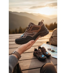 Enoch Erkek Kahverengi Su İtici Outdoor Trekking Ayakkabısı - Kaymaz Taban Kamp Botu