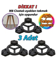 3 Adet Açılı Üçlü Sehpa Bağlantı Aparatı Zigon Puf Tabure Mobilya Masa Ayağı Ayak Takma Tabanı (Siyah)