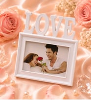 Kişiye Özel Love Yazılı Dekoratif Çerçeve (18 x 13 cm) Fotoğraflı Romantik Hediye