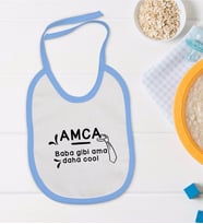 BK Kids Amca Baba Gibi Tasarımlı Mavi Bebek Mama Önlüğü-1