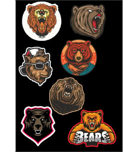 Ayı Sticker Set -1 7 Parça Telefon, Tablet, Defter, Laptop Sticker
