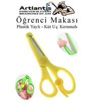 Sarı Öğrenci Makası 1 Adet Plastik Yaylı Küt Uç Korumalı Okul Makası Çocuk Makası Okul Öncesi Kreş Ana Sınıfı