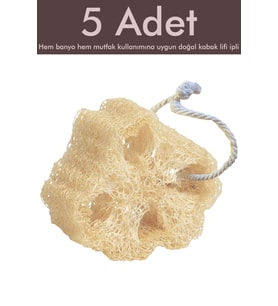 5 Adet Doğal Kabak Lifi Bulaşık Süngeri Banyo Kesesi Loofah Sponge İpli Kabak Kesesi Kalın Büyük