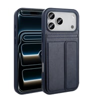 Apple iPhone 17 Pro Max Uyumlu Kılıf PU Deri Kartlıklı Zore Sevilla Kapak (Lacivert)