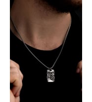 Erkek Gümüş Kolye - Oksitli Model Makina Mühendislerine Dişli Çarklı Mekanizma Gümüş Kolye
