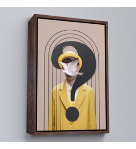 Çerçeveli Yüzünde Kuş Olan Adam Pop Art Tablo (Altın)
