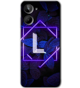 Realme 10 4G Kılıf HD Desen Baskılı Kılıf - Dark Neon Yaprak L Harfi
