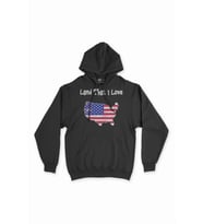 Land That I Love USA Amerika Bayraklı Kalpli Siyah Sweatshirt Hoodie