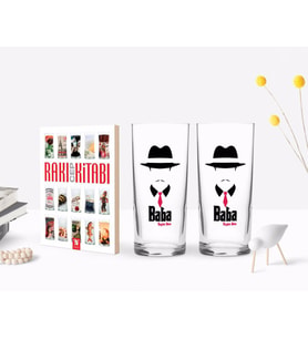 BK Gift Kişiye Özel Renkli Baskılı Godfather Baba Tasarımlı İkili Rakı Bardağı ve Rakı Cep Kitabı Hediye Seti-11 (Model 1)