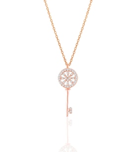 Gümüş rose zirkon taşlı anahtar kolye SGTL10930ROSE