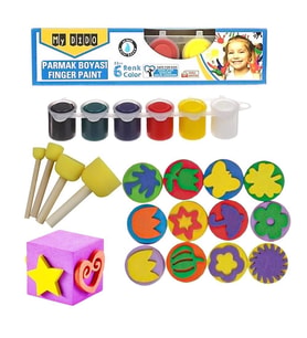 Parmak Boyası Ponpon Sünger Tampon Fırça Küp Eva Sünger Baskı Seti 23 Parça 1 Paket Artlantis Parmak Boyası Baskı Seti 1 Paket (Çok Renkli)