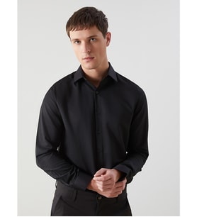 LCW BUSINESS Siyah Slim Fit Uzun Kollu Erkek Gömlek