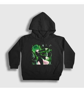 Presmono Unisex Çocuk Siyah Tatsumaki Anime One Punch Man Kapüşonlu Sweatshirt 444642tt