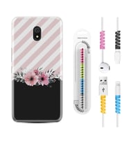 Xiaomi Redmi 8A 8 Pro 9C 9T 10C 11T Pro Kılıf Kablo Koruma Spiral Silikon Strip Pink Flowers 1396