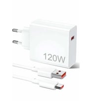 120W Şarj Aleti Hızlı Çift Turbo Şarj Aleti Seti Beyaz